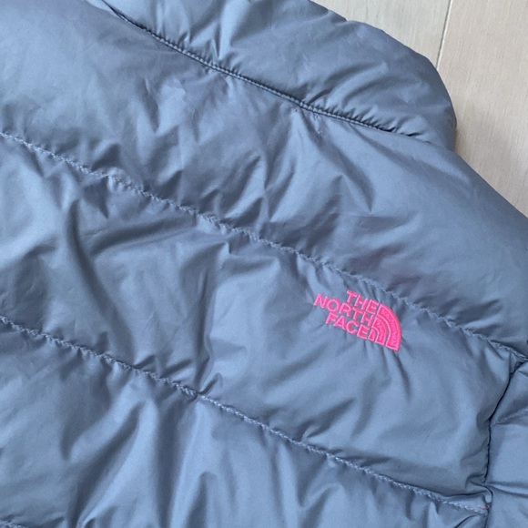 The North Face down girls grey pink lightweight warm jacket